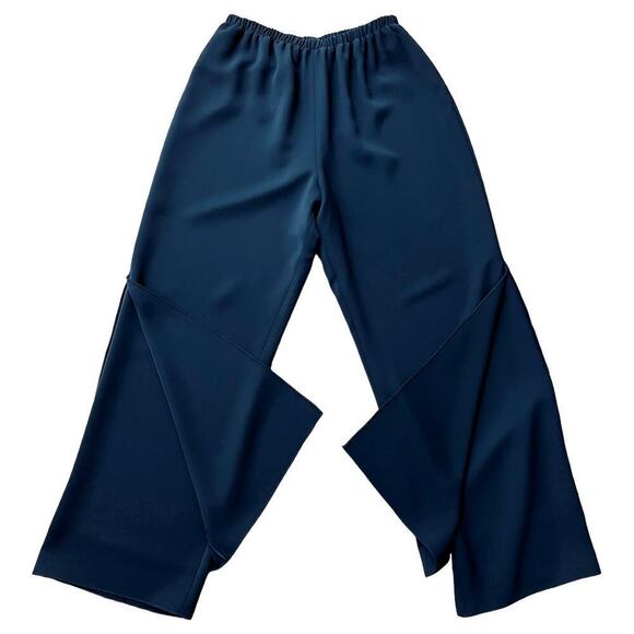 Emmelle Lustrous Crepe Overlap Double Layer Wide Leg Pants Black Womens Sz M NWT - Picture 6 of 8